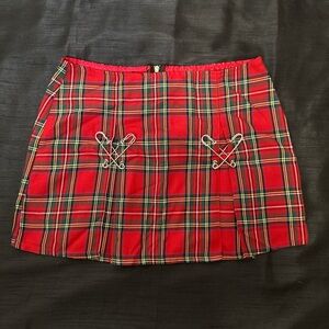 Red Plaid Mini Skirt